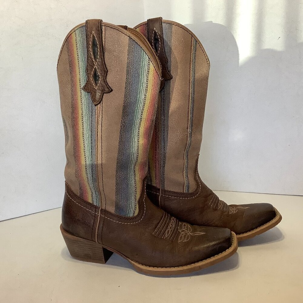 Women's Justin Siesta Moka L2965 Western Square Toe Boots Size 8.5B Mulitcolor
